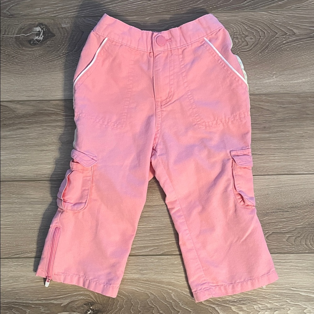 Vintage Cherokee Girl’s 18M Pink Cargo Stripe Pants Pockets Zippers